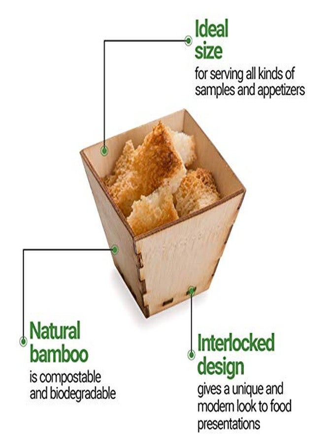 Restaurantware 2 Ounce Appetizer Cups 100 Square Mini Dessert Cups - Durable Disposable Bamboo Tasting Bowls Sustainable For Snacks And Samples - Image 4