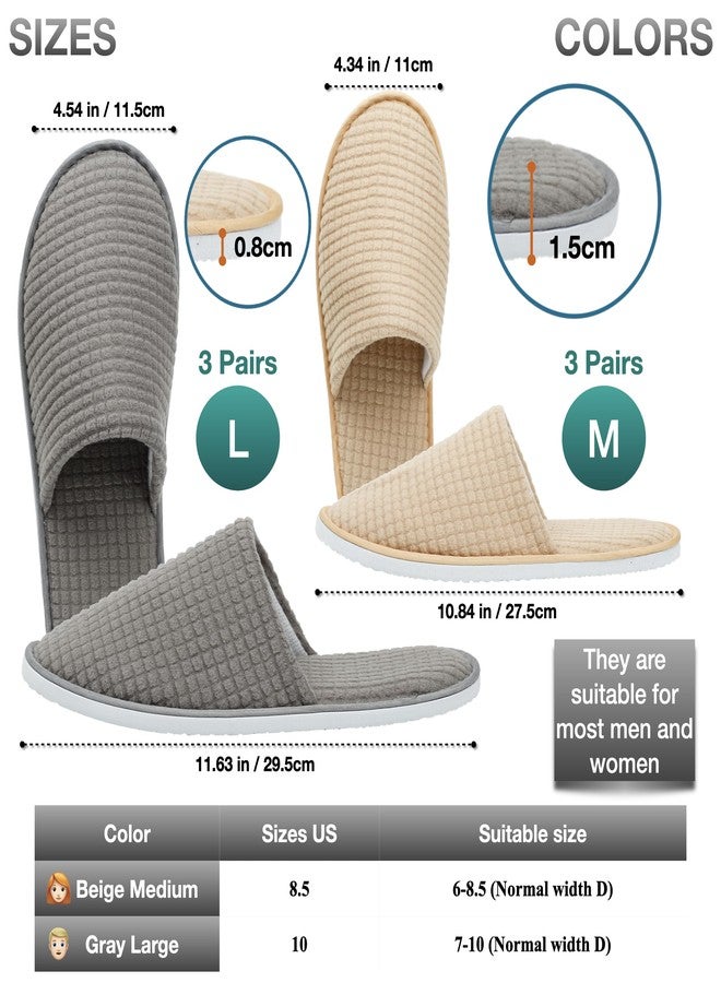 OSTADARRA 6 Pairs Spa Slippers, Non Slip Disposable Slippers For Guest, Washable Reusable, Which Can Be Used As Women Men, House, Indoor, Bathroom, Bedroom, Hotel, Bride Slippers (2 sizes) - Image 3