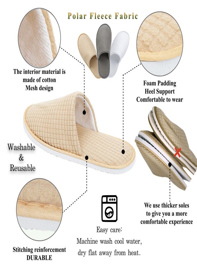 OSTADARRA 6 Pairs Spa Slippers, Non Slip Disposable Slippers For Guest, Washable Reusable, Which Can Be Used As Women Men, House, Indoor, Bathroom, Bedroom, Hotel, Bride Slippers (2 sizes) - Image 2