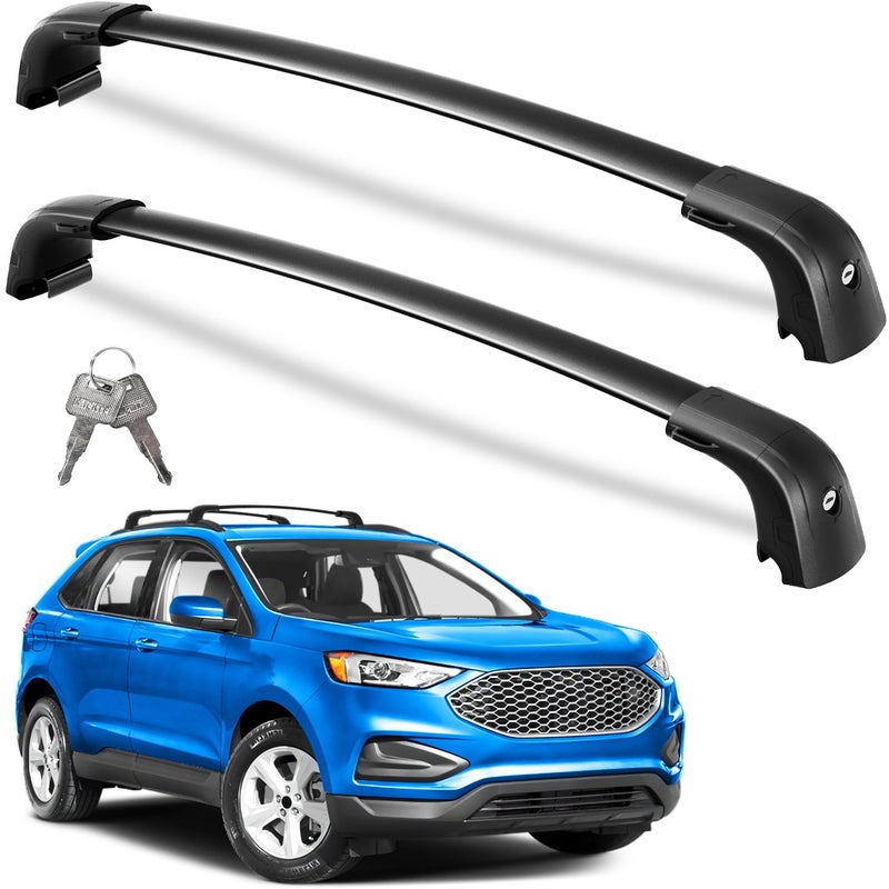 Wonderdriver Roof Rack Cross Bars 220lbs Compatible with Ford Edge 20152024Heavy Duty Aluminum Lockable Roof Rails Crossbars Cargo Canoe Black Rooftop Cargo Carrier Luggage
