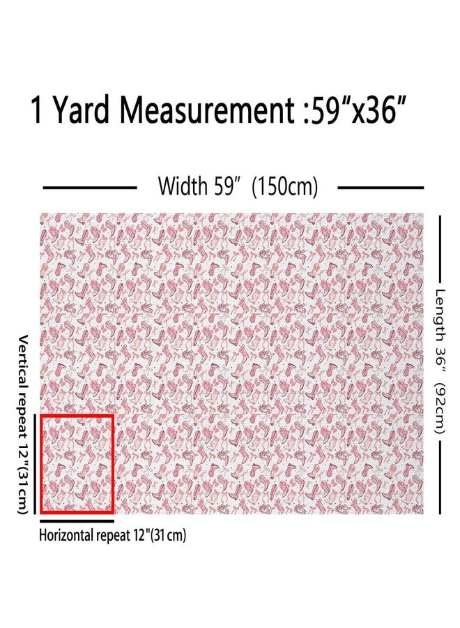 Man Fei Cowgirl Decorative Fabric by The Yard,Western Cowboy Boots Pink Bowknot Fabric for Upholstery and Home DIY Projects,Dreamy Fairy Tale Princess Starry Pink White Outdoor Fabric,1 Yard - Image 2