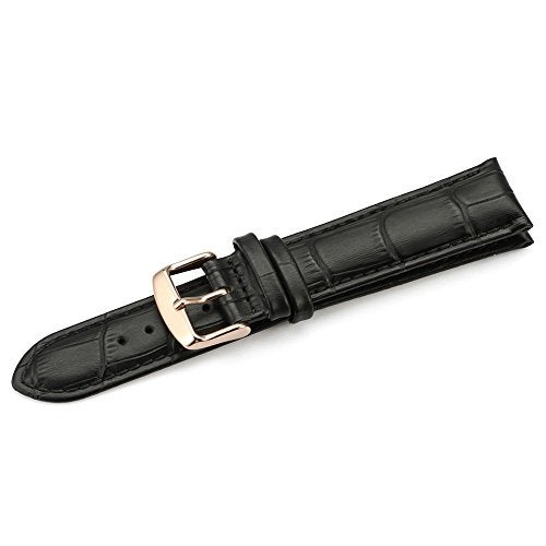 iStrap Leather Watch band Alligator Grain Calfskin Replacement Strap Stainless Steel Buckle Bracelet for Men Women-18mm 19mm 20mm 21mm 22mm 24mm-Black Brown - Image 3