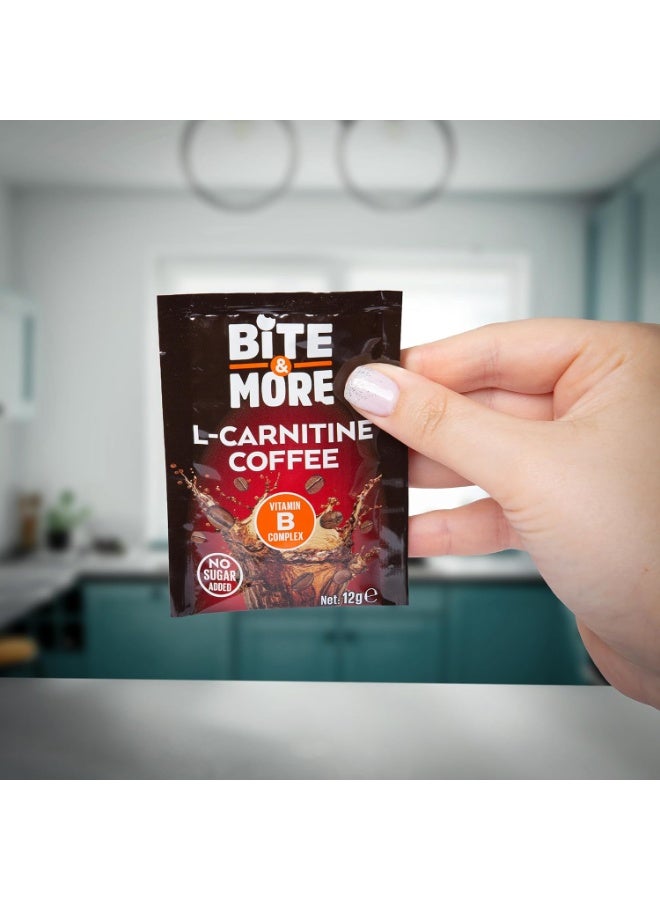 Bite & More L-Carnitine Coffee Sachets, with B Vitamins, Coconut Oil & Protein, No Added Sugar, 12g per Sachet, Pack of 10 - Image 3