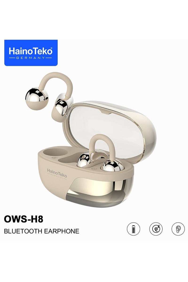 Haino Teko OWS-H8 OpenDots Bluetooth Earphone With High Quality Sound Multi Functional Touch Controls and Microphone Beige - Image 1