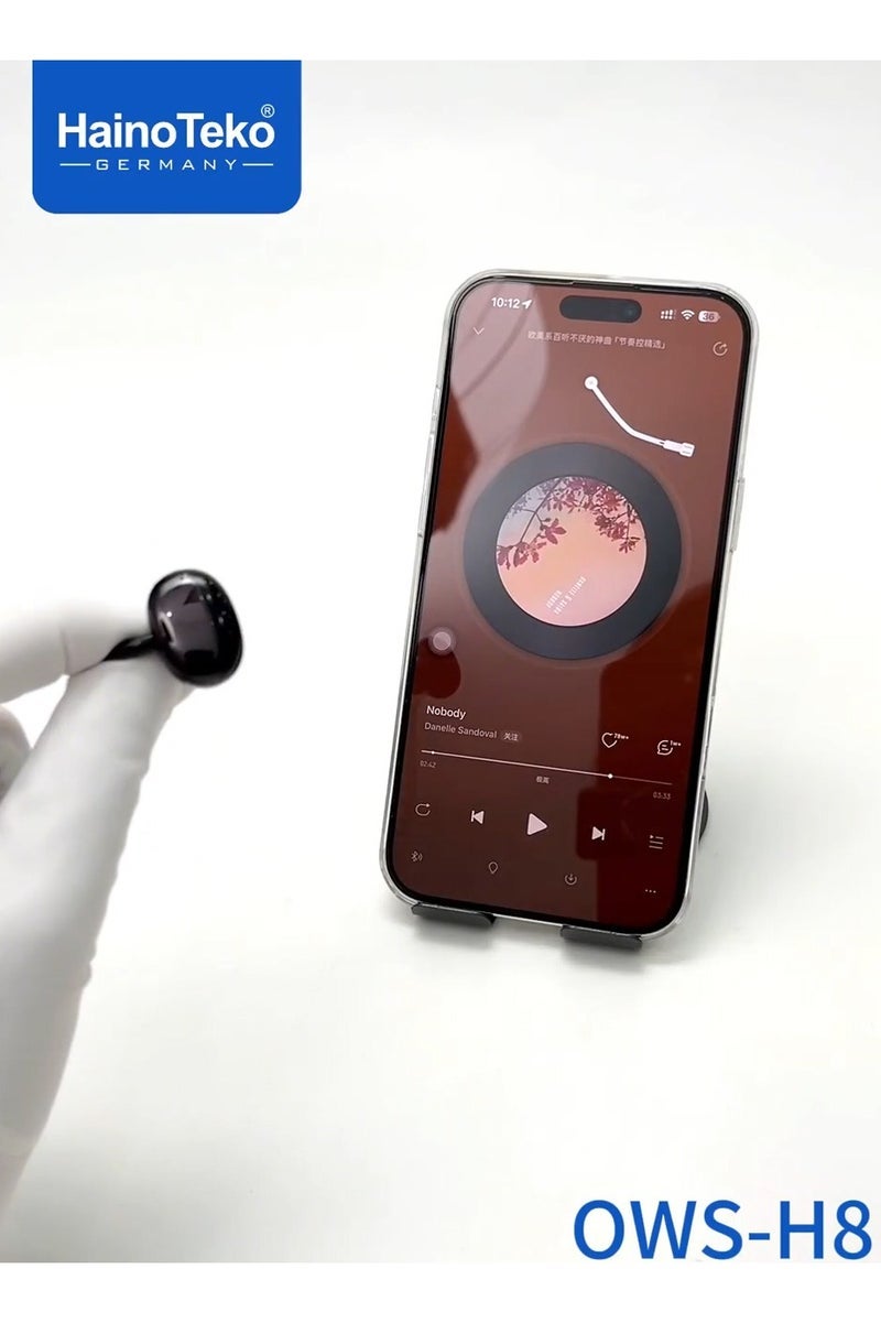 Haino Teko OWS-H8 OpenDots Bluetooth Earphone With High Quality Sound Multi Functional Touch Controls and Microphone Beige - Image 4