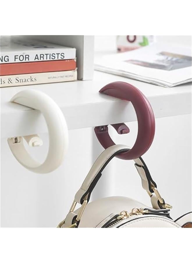 Foldable Desktop Clip Hooks,2-Pack Rod Hook,Purse Holder,Backpack Bag Hook for Hanging Decor,Storage Hanger for Home Closet Public Table (Black) - Image 1