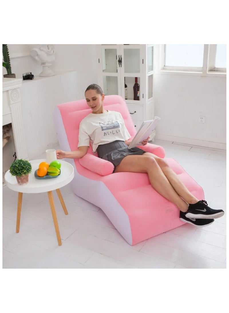 Tradeo Inflatable Couch Air Sofa Portable: S-Shape Inflatable Bed with Household Inflatable Lounge Chair with Household Air Pump Multi-Function Inflate Deck Chair for Living Room - Image 5