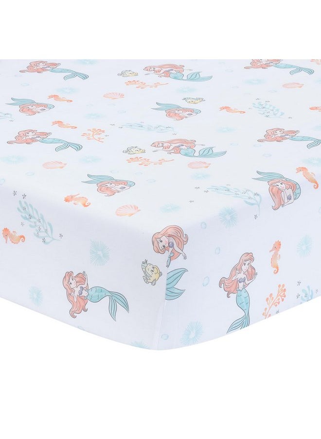 بيدتايم أوريجينالز - ملاءة سرير أطفال من مجموعة Bedtime Originals Disney Baby The Little Mermaid باللون الأبيض - Ariel - Image 1