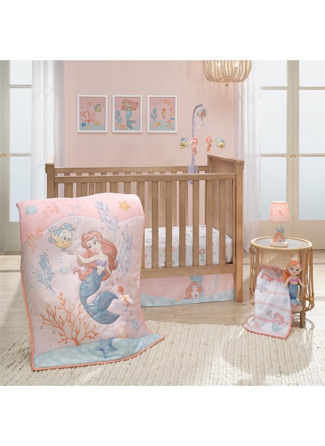 بيدتايم أوريجينالز - ملاءة سرير أطفال من مجموعة Bedtime Originals Disney Baby The Little Mermaid باللون الأبيض - Ariel - Image 1
