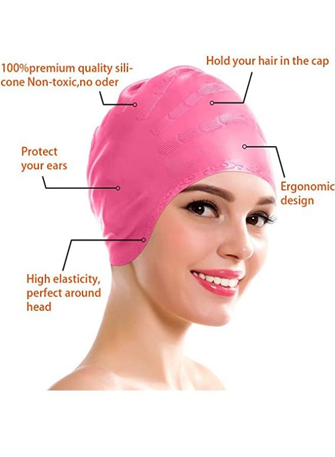 Rock Pow Swim Cap Swim Goggles， Swim Cap for Long Hair Anti Fog UV Protection for Adult Kid with Sets