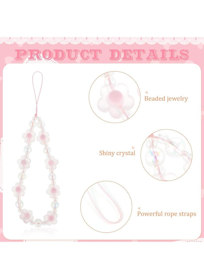 phomemo 2 Pack Beaded Phone Bracelet Strap, Crystal Butterfly Flower Pearl ,Phone Charms Strap, Colorful Acrylic Beaded Phone Charm, Wrist Strap Handmade, Mobile Phone Chain for Women ,Anti-Lost Lanyard - Image 3
