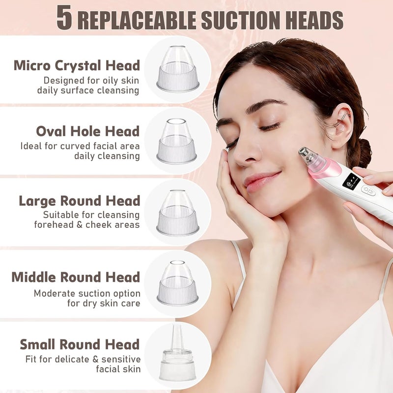 Gackoko 2025 Blackhead Remover Pore Vacuum,Facial Pore Cleaner-5 Suction Power,5 Probes,USB Rechargeable Blackhead Vacuum Kit Electric Acne Extractor Tool for Adult - Image 5