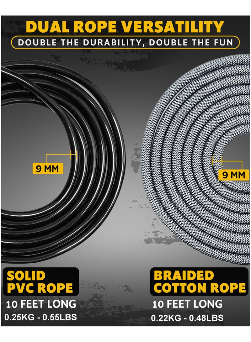 RIGID FITNESS Weighted Jump Rope - Adjustable Heavy Skipping Rope, Tangle-free Jumping Rope for Cardio & Endurance with Aluminum & Silicone Handles, Cotton & PVC Skip Ropes - 3 Meters (1.6LBS/0.75kg) - Image 5