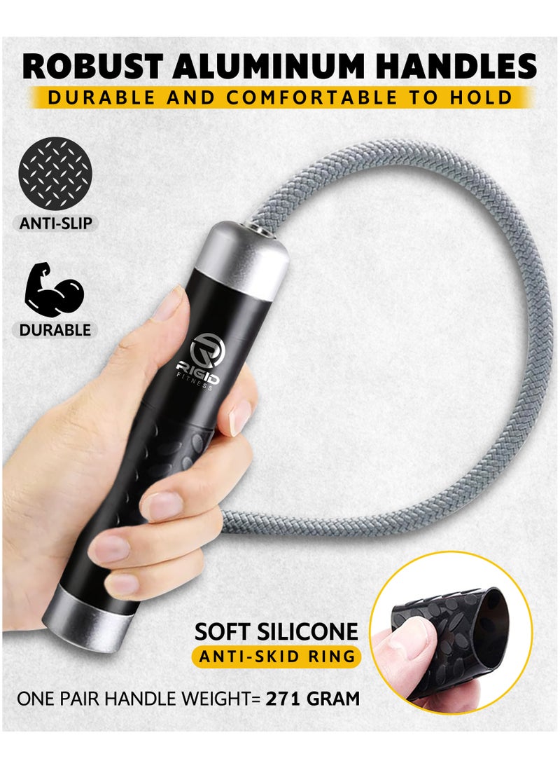 RIGID FITNESS Weighted Jump Rope - High-Speed Skipping Rope, Adjustable 3 Meter Length, Tangle-free for Fitness, Crossfit, Boxing with Aluminum & Silicone Handles, Cotton & PVC Ropes 2.2LBS/ 1kg - pzsku/ZB7A3B5F2A4658704E5C4Z/45/_/1716539835/89788ade-9682-49b9-b88e-db26090121f0