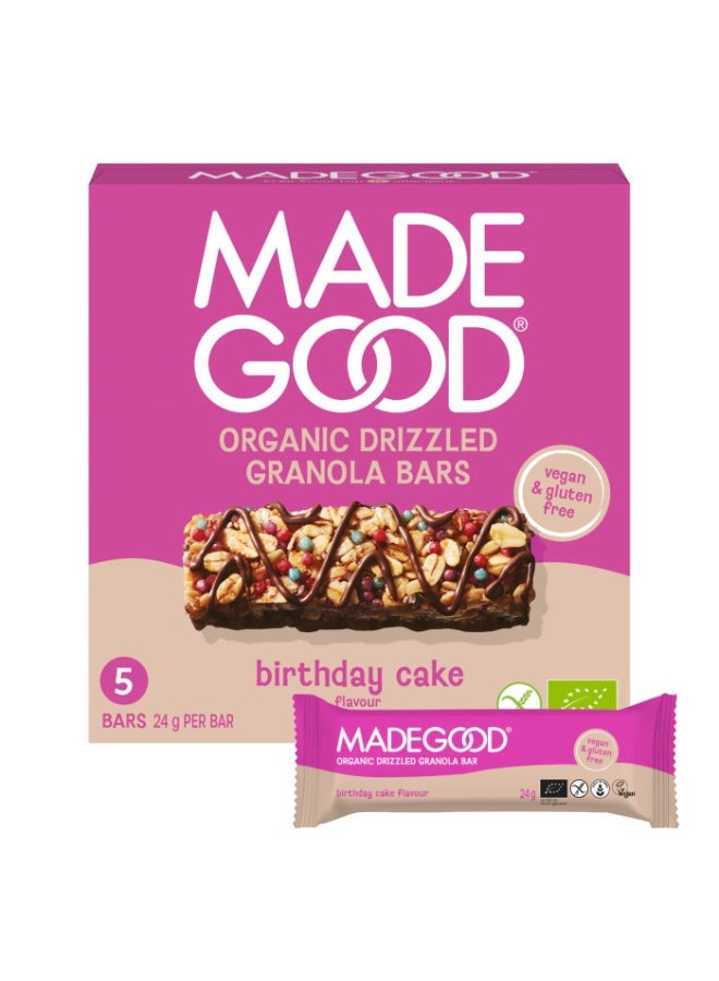 Made Good Chocolate Drizzled Granola Bar Birthday Cake flavour 24g x5 Bars.