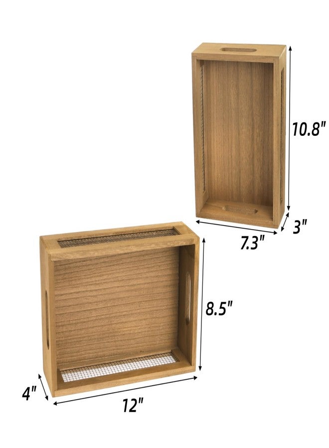 Dicunoy Set of 2 Decorative Wooden Crates, Rustic Countertop Nesting Basket with Handle, Antique Small Storage Containers for Fruit, Veggies, Kitchen, Bathroom, Shelf, Pantry, Gift Basket - Image 2