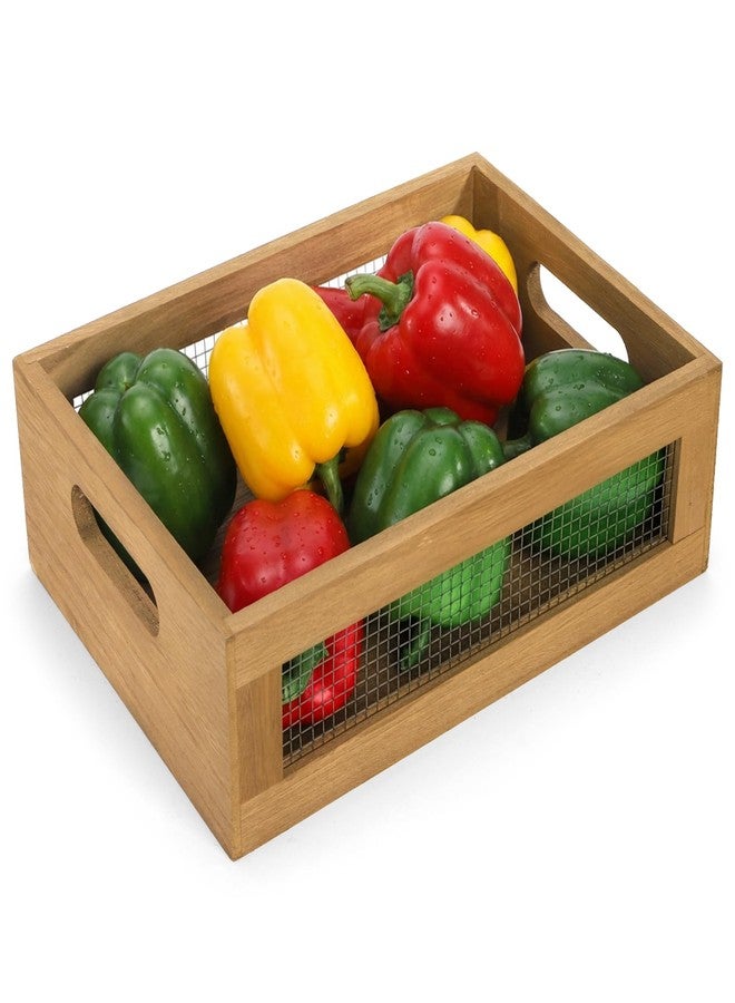 Dicunoy Set of 2 Decorative Wooden Crates, Rustic Countertop Nesting Basket with Handle, Antique Small Storage Containers for Fruit, Veggies, Kitchen, Bathroom, Shelf, Pantry, Gift Basket - Image 5