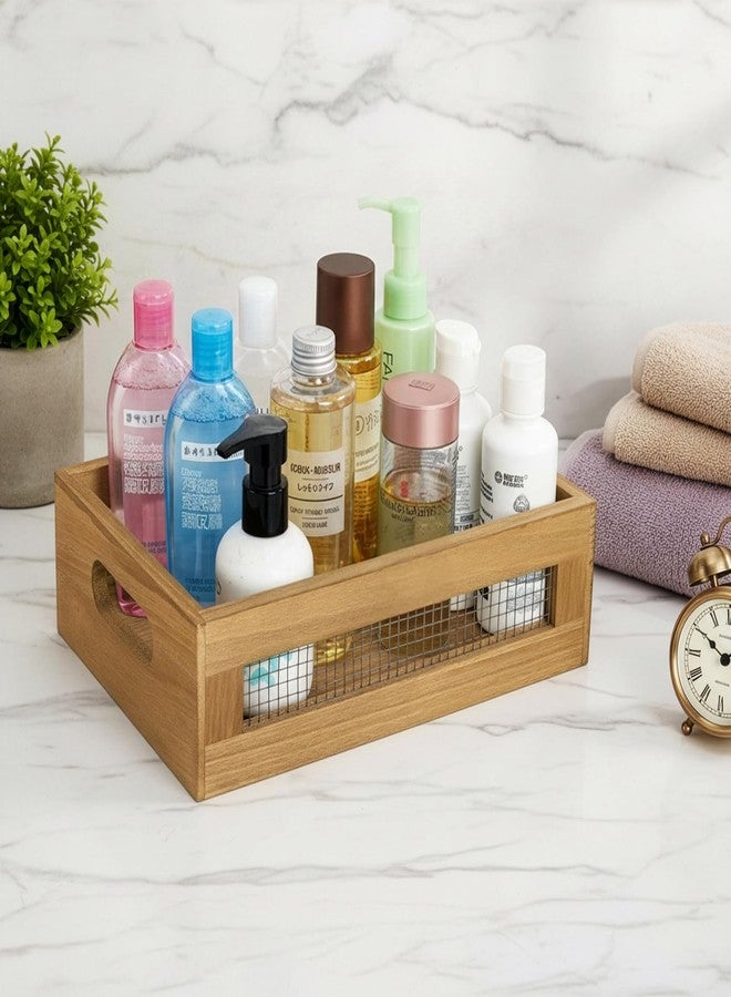 Dicunoy Set of 2 Decorative Wooden Crates, Rustic Countertop Nesting Basket with Handle, Antique Small Storage Containers for Fruit, Veggies, Kitchen, Bathroom, Shelf, Pantry, Gift Basket - Image 4
