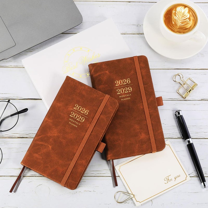 BooQool 2026-2029 Monthly Pocket Planner - JUL 2026 - JUN 2029, 3 Year Calendar, Faux Leather Cover, 3.8" Ã— 6.3", Pen Holder, 2 Bookmarks, Back Pocket - Image 2