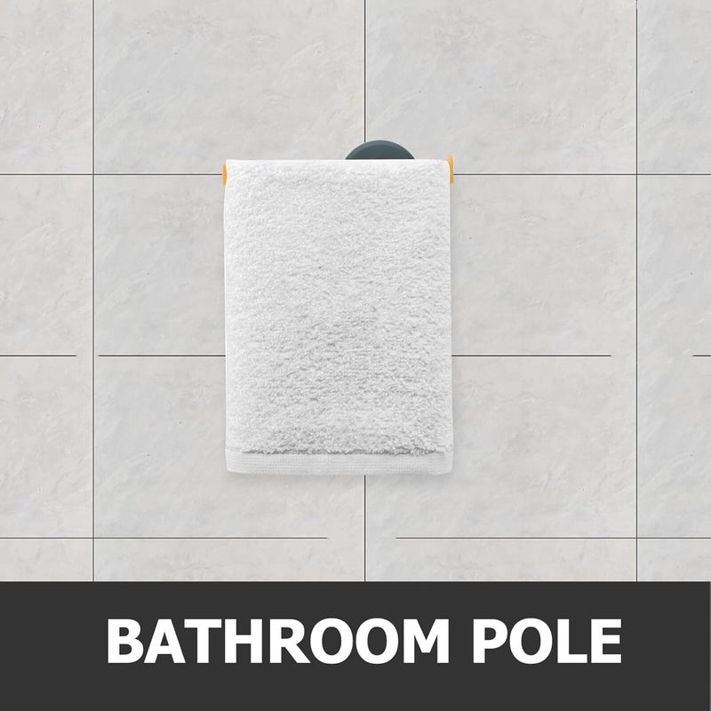 FUOYLOO 4pcs Wall-Mounted Towel Rack Set with Rods Bathroom and Kitchen Towel Holder No-Drill Installation Blue and Yellow Space-Saving Organizer - Image 3