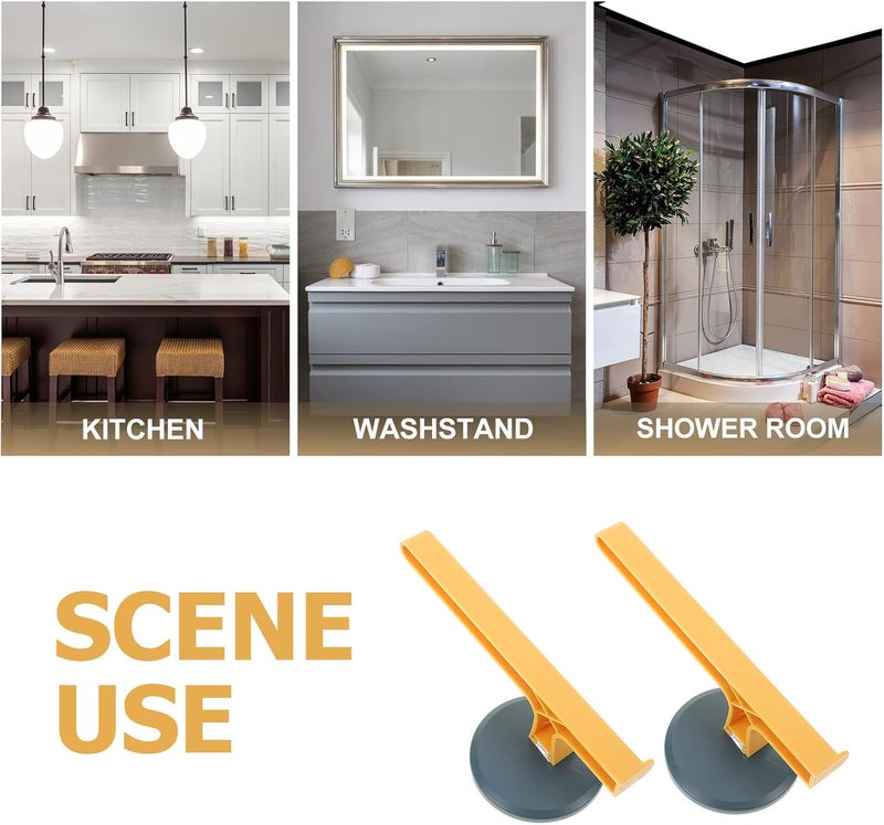 FUOYLOO 4pcs Wall-Mounted Towel Rack Set with Rods Bathroom and Kitchen Towel Holder No-Drill Installation Blue and Yellow Space-Saving Organizer - Image 2