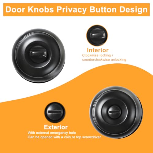 KAMOTA Privacy Door Knobs, 10 Pack Matte Black Heavy-Duty Door Knobs, Interior Keyless Doorknob, Left and Right Hand Reversible, for Bed and Bathroom - Image 5