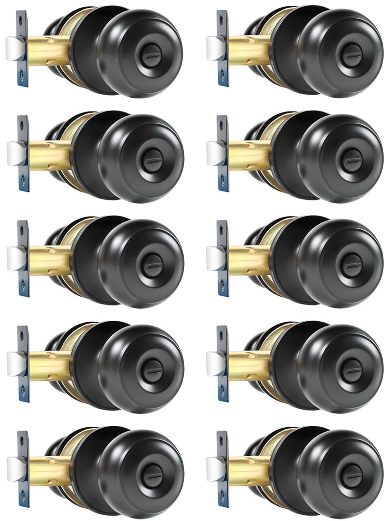 KAMOTA Privacy Door Knobs, 10 Pack Matte Black Heavy-Duty Door Knobs, Interior Keyless Doorknob, Left and Right Hand Reversible, for Bed and Bathroom - Image 1