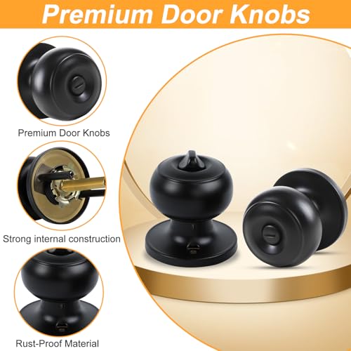 KAMOTA Privacy Door Knobs, 10 Pack Matte Black Heavy-Duty Door Knobs, Interior Keyless Doorknob, Left and Right Hand Reversible, for Bed and Bathroom - Image 4