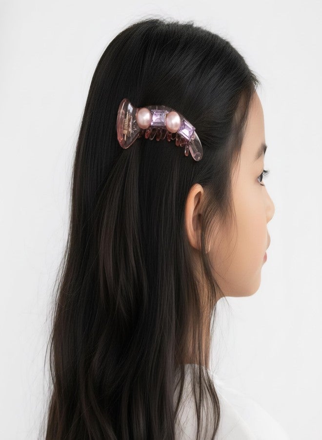 NPRC Embellished Pearl And Crystal Mini Hair Claw Clips - Set Of 2 - Image 3