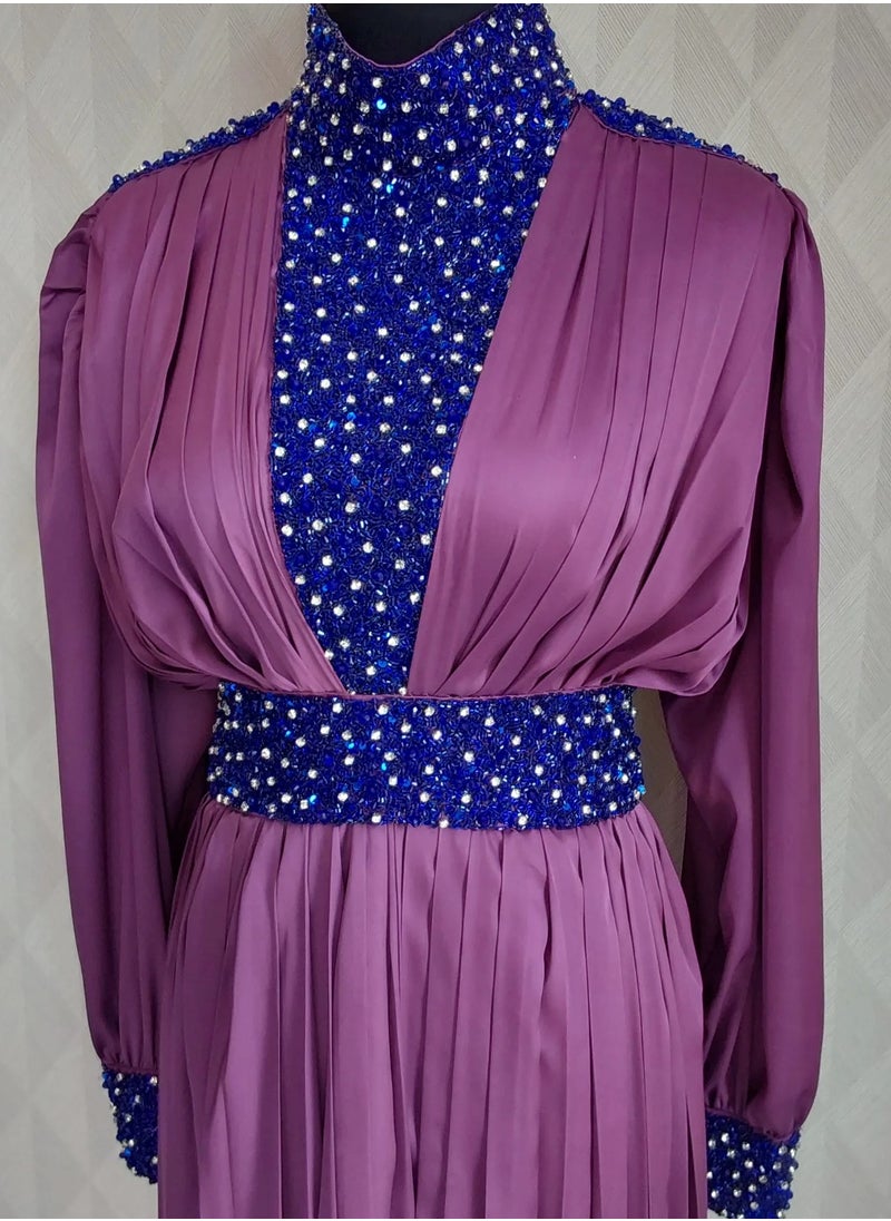 ALREESH ALBANAFSAJI - HANDWORK PURPLE DRESS - Image 1