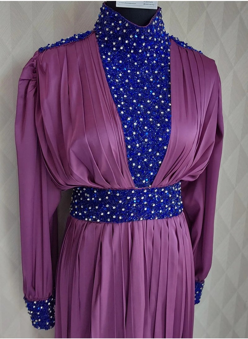 ALREESH ALBANAFSAJI - HANDWORK PURPLE DRESS - Image 1