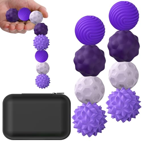 BUSOHA Silicone Fidget Balls 8 Pack Silicone Stress Relief Balls Stone for Adults Sensory Travel Toys for CalmingStressAutism and ADHDGifts for Teens AdultsPurple - Image 1