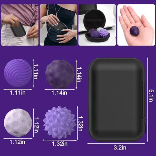 BUSOHA Silicone Fidget Balls 8 Pack Silicone Stress Relief Balls Stone for Adults Sensory Travel Toys for CalmingStressAutism and ADHDGifts for Teens AdultsPurple - Image 5