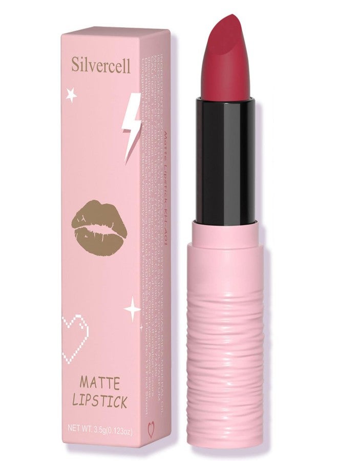 Silvercell Deep Red Lipstick Smudge Proof, Red Lipstick Long Lasting Matte Lipsticks for Women, Lip Stick Waterproof Lip Gloss Face Paint Stick for Cosplay Gothic Party Makeup - Image 1