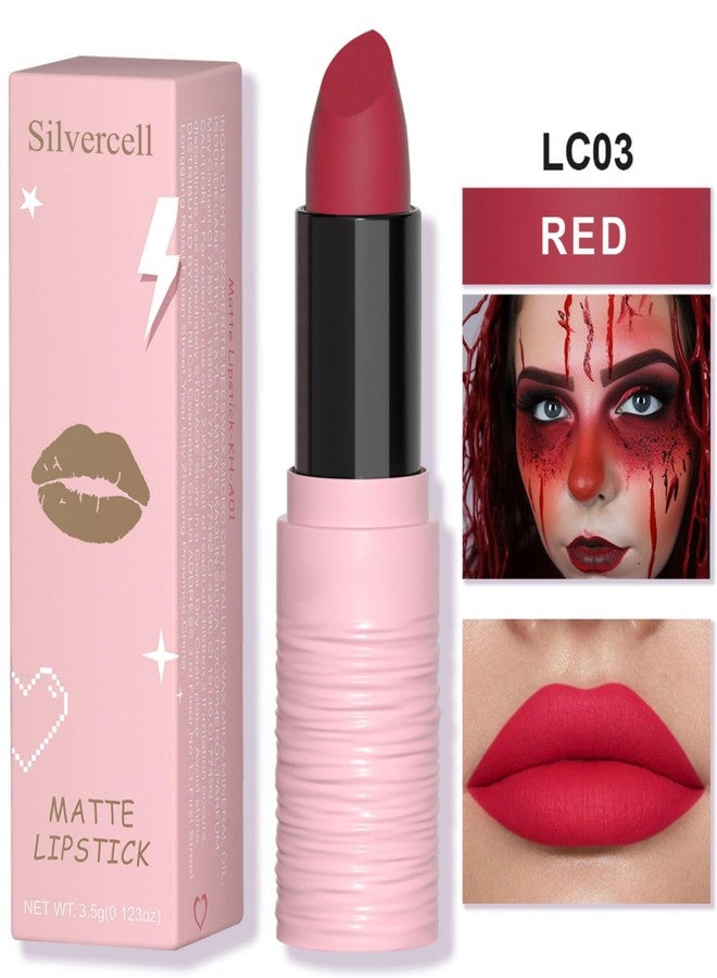 Silvercell Deep Red Lipstick Smudge Proof, Red Lipstick Long Lasting Matte Lipsticks for Women, Lip Stick Waterproof Lip Gloss Face Paint Stick for Cosplay Gothic Party Makeup - Image 2