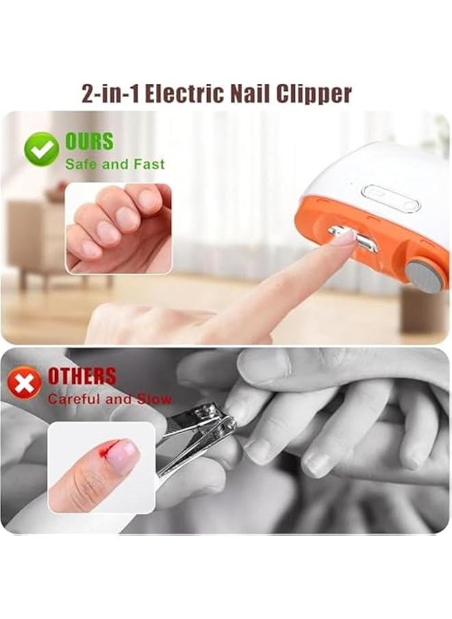 MIXDE Electric Nail Clippers,Electric Nail Clipper with Nail File,2 in 1 Baby Nail Trimmer,Portable Electric Nail Cutter with Nail Scraps Storage,LED Light,USB Charging,for Babies, Adults and Seniors  - Image 2