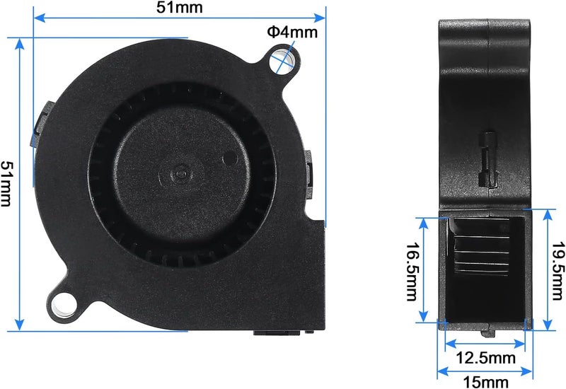 AITIAO 6PCS 5015 Blower Fan 5V DC Brushless Cooling Blower Fan 3D Printer Brushless Cooling Fans 50mmx15mm 2PIN - Image 3