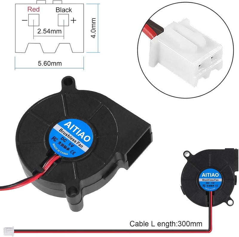 AITIAO 6PCS 5015 Blower Fan 5V DC Brushless Cooling Blower Fan 3D Printer Brushless Cooling Fans 50mmx15mm 2PIN - Image 4