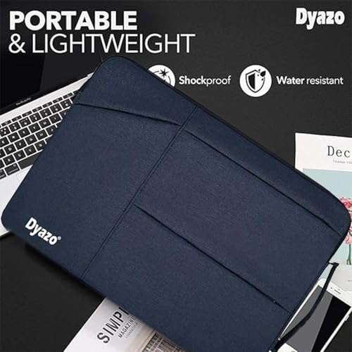Dyazo 15-15.6 Inch Laptop Sleeve Bag with Three Front Pocket | Water Resistant & Shockproof Protective Cover with Charger Pouch | Compatible for Dell, HP, MacBook, Lenovo, Asus, Acer & More (Blue) - Image 3