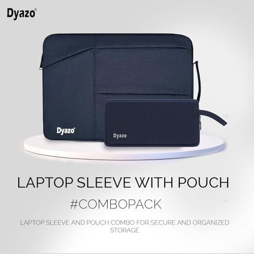 Dyazo 15-15.6 Inch Laptop Sleeve Bag with Three Front Pocket | Water Resistant & Shockproof Protective Cover with Charger Pouch | Compatible for Dell, HP, MacBook, Lenovo, Asus, Acer & More (Blue) - Image 2