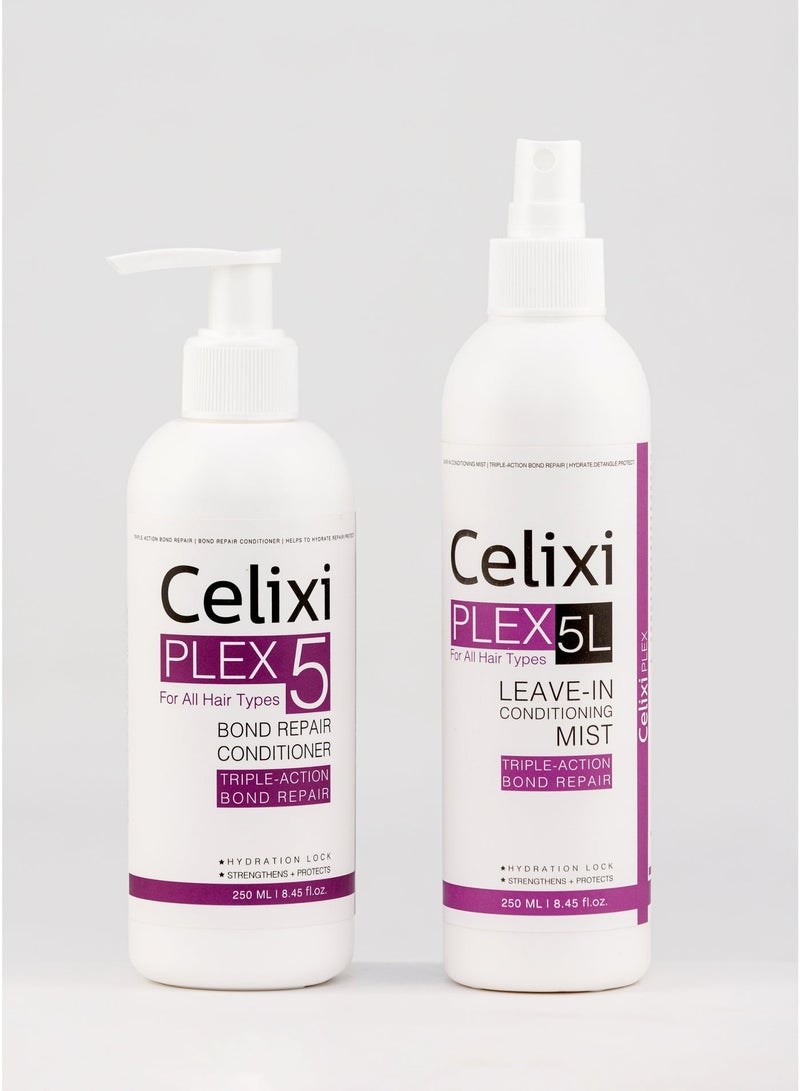 سيليكسي مجموعة سيليكسي بليكس Celixi PLEX الأمريكي – بلسم + بخاخ ليڤ إن للشعر التالف   البلسم يغذي ويقوي الشعر التالف من الجذور حتى الأطراف، و الليڤ إن لفك التشابك ومقاوم للهيشان يمنحه ترطيب فوري،  تركيبة أمريكية غنية بالكيراتين والكولاجين وحمض الهيالورونيك - Image 1