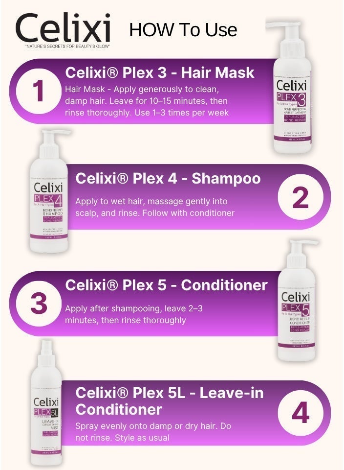 سيليكسي مجموعة سيليكسي بليكس Celixi PLEX الأمريكي – بلسم + بخاخ ليڤ إن للشعر التالف   البلسم يغذي ويقوي الشعر التالف من الجذور حتى الأطراف، و الليڤ إن لفك التشابك ومقاوم للهيشان يمنحه ترطيب فوري،  تركيبة أمريكية غنية بالكيراتين والكولاجين وحمض الهيالورونيك - Image 5