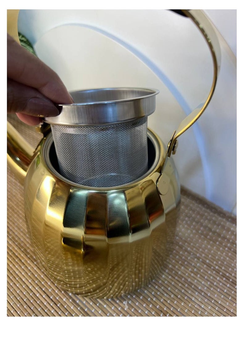 براد استانلس بالكامل من الخارج و الداخل باللون الدهبي مزود بصفاية اعشاب من الداخل - سعه 1.5 لتر - Image 2