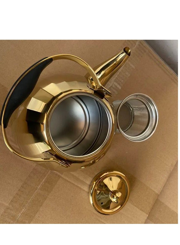 براد استانلس بالكامل من الخارج و الداخل باللون الدهبي مزود بصفاية اعشاب من الداخل - سعه 1.5 لتر - Image 3