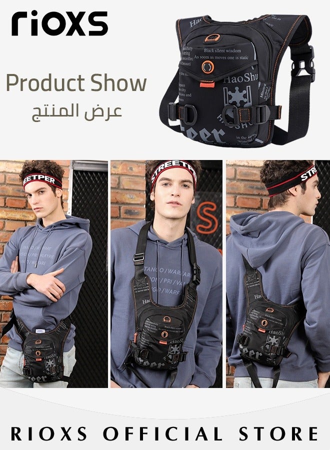 RIOXS Leg Drop Motorcycle Bag for Men Women Nylone Belt Waist Bag for Riding Lightweight Waterproof Travel Shoulder Crossbody Bags with Adjustable Straps  - Image 3