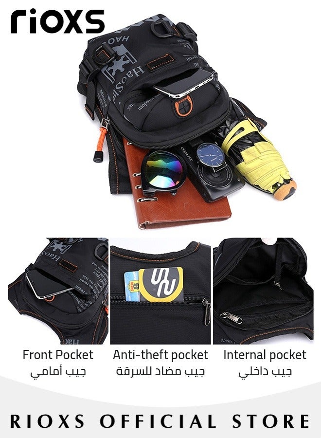 RIOXS Leg Drop Motorcycle Bag for Men Women Nylone Belt Waist Bag for Riding Lightweight Waterproof Travel Shoulder Crossbody Bags with Adjustable Straps  - Image 5