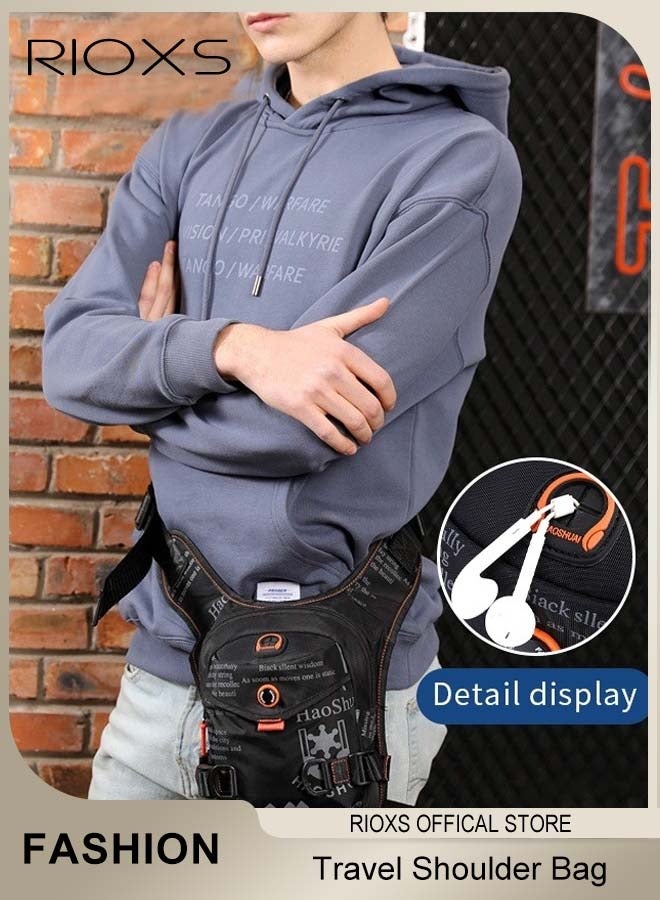 RIOXS Leg Drop Motorcycle Bag for Men Women Nylone Belt Waist Bag for Riding Lightweight Waterproof Travel Shoulder Crossbody Bags with Adjustable Straps  - Image 2