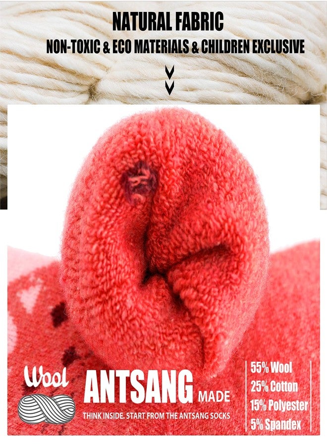 ANTSANG جوارب ANTSANG للأطفال من صوف الميرينو للمشي لمسافات طويلة، مناسبة للأولاد والبنات الصغار، دافئة وسميكة، مناسبة للأحذية الشتوية الثقيلة والمريحة، هدية مثالية لأكواخ الثلج، جوارب للتزلج على الجليد، 6 أزواج للأطفال (من 4 إلى 7 سنوات). - Image 2