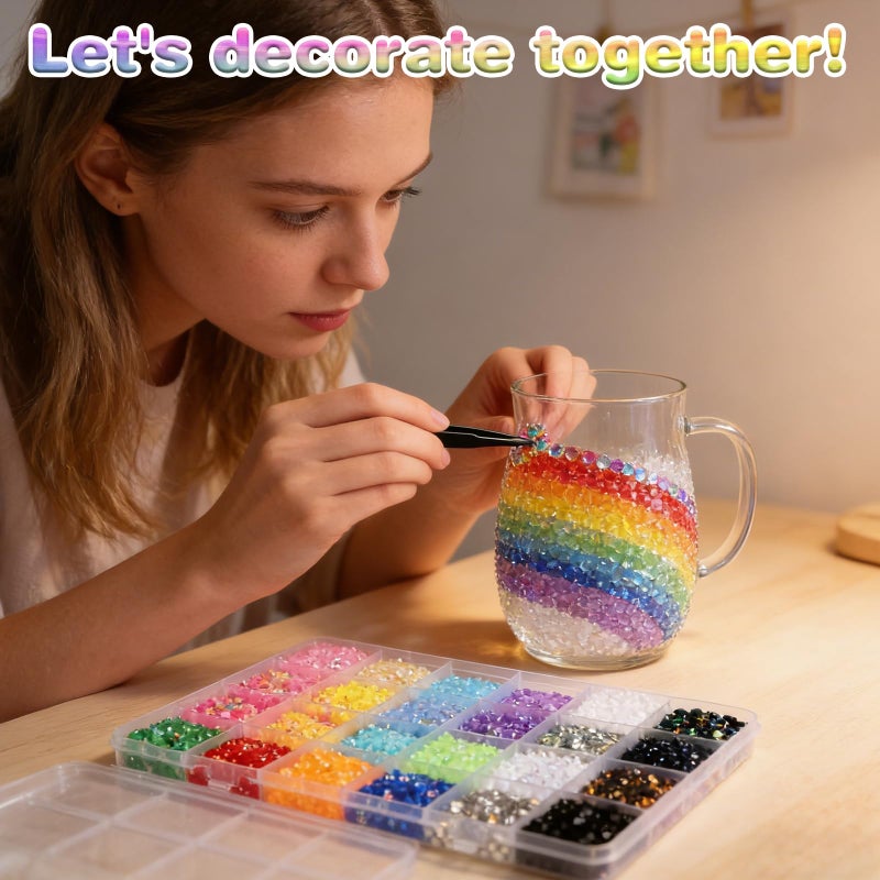 MeiAid Multicolor High-Gloss Resin Flatback Rhinestones (3mm) with 3Pcs B7000 Jewelry Glue - DIY Bedazzling Kit for Diamond Art, Nail Art & Crafts (32000) - Image 2