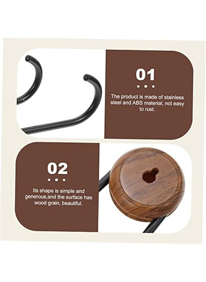 Stainless Steel Wall Mount Hook for Clothes Towel Home Decor, Wood Grain Design, Self-Adhesive Hanger - Image 2